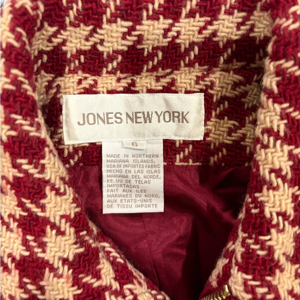 Jones New York Burgundy and Beige Jacket
